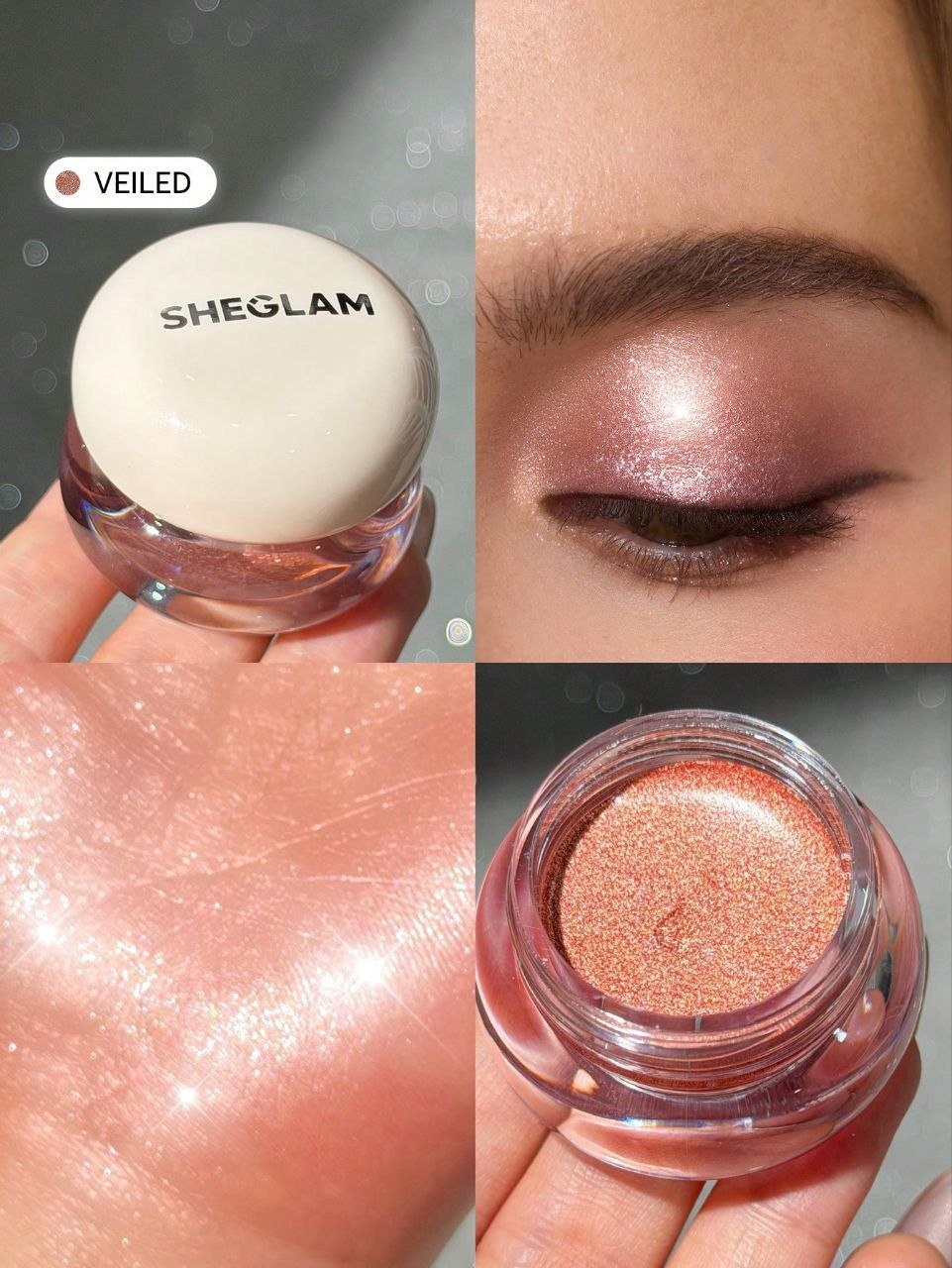 SHEGLAM Starstruck Cream Eyeshadow Pot – Long-Wear Shimmer Cream Shadow ( Veiled | Nova | Charm | Celeste )