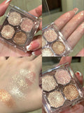 4-Color Highlighter & Eyeshadow Palette – Long-Wearing Pigmented Glow Kit