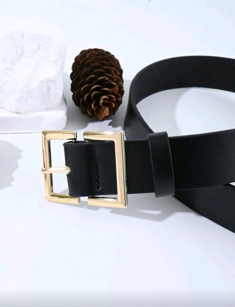 Women’s Retro Belt – Square Buckle (Black & Brown)