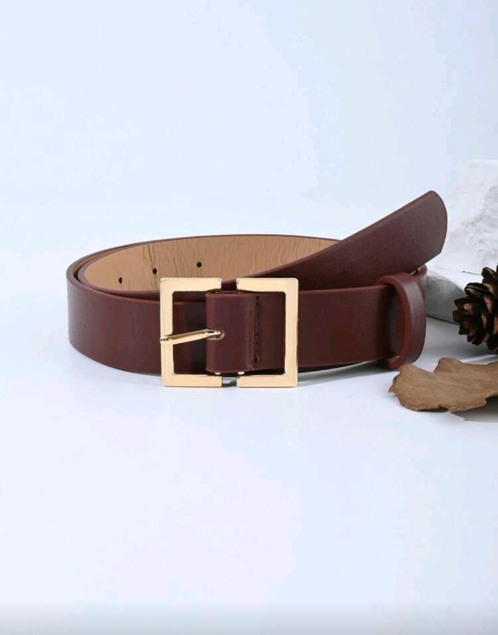 Women’s Retro Belt – Square Buckle (Black & Brown)