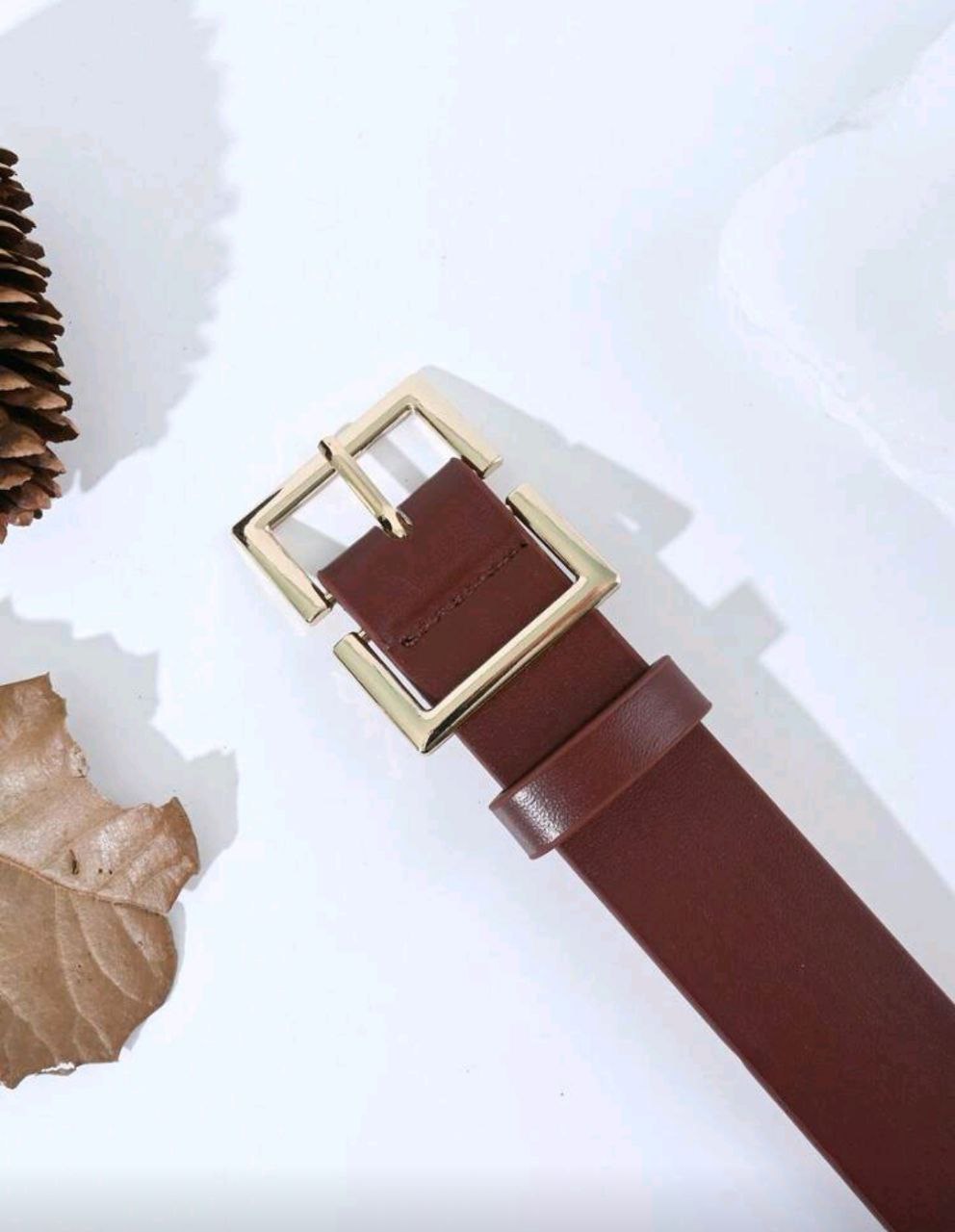 Women’s Retro Belt – Square Buckle (Black & Brown)