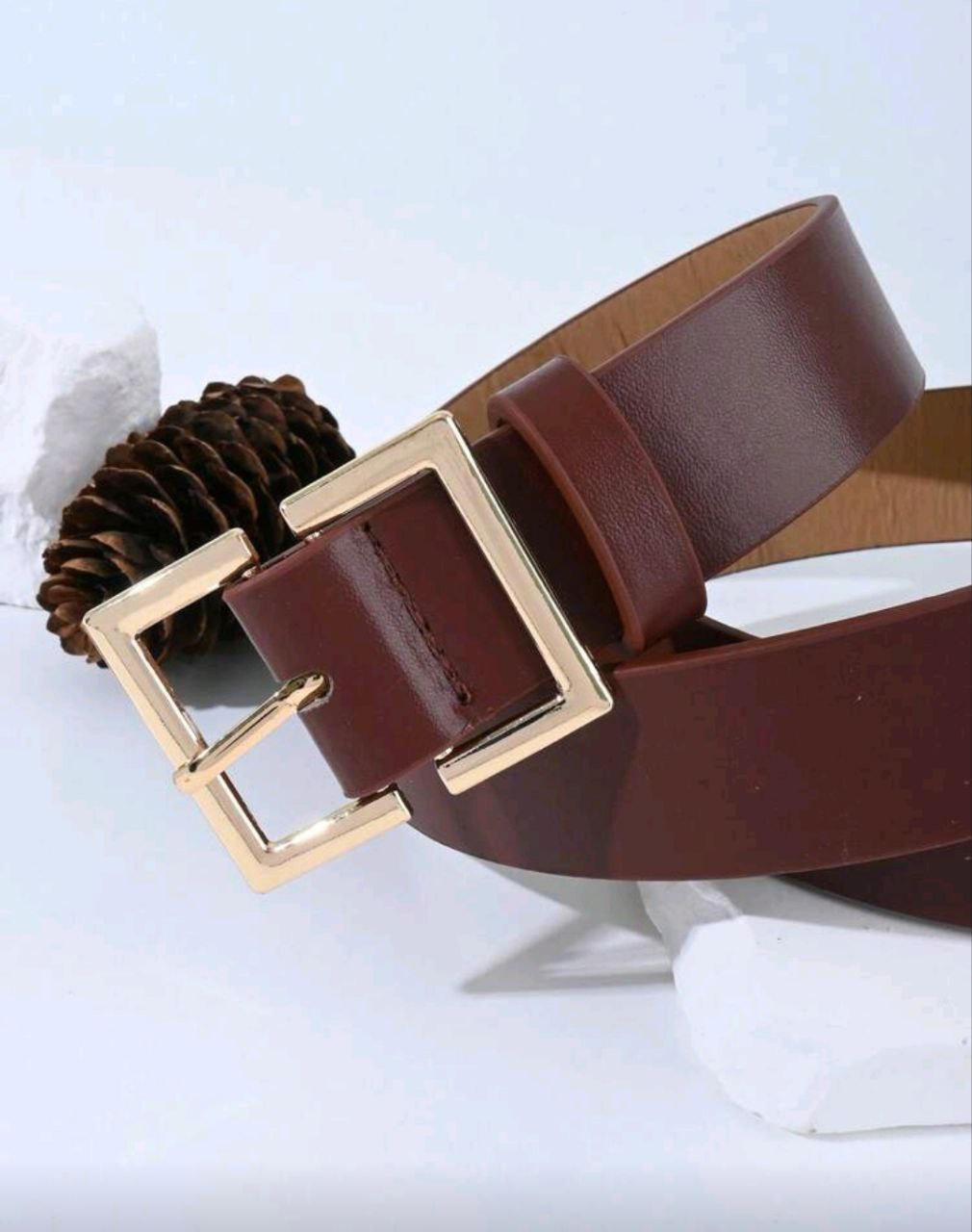 Women’s Retro Belt – Square Buckle (Black & Brown)