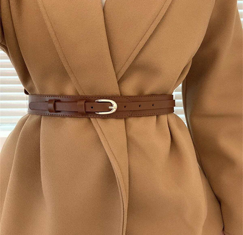 Women’s Slim Waist Belt – Elegant Decorative Design (Black & Brown)