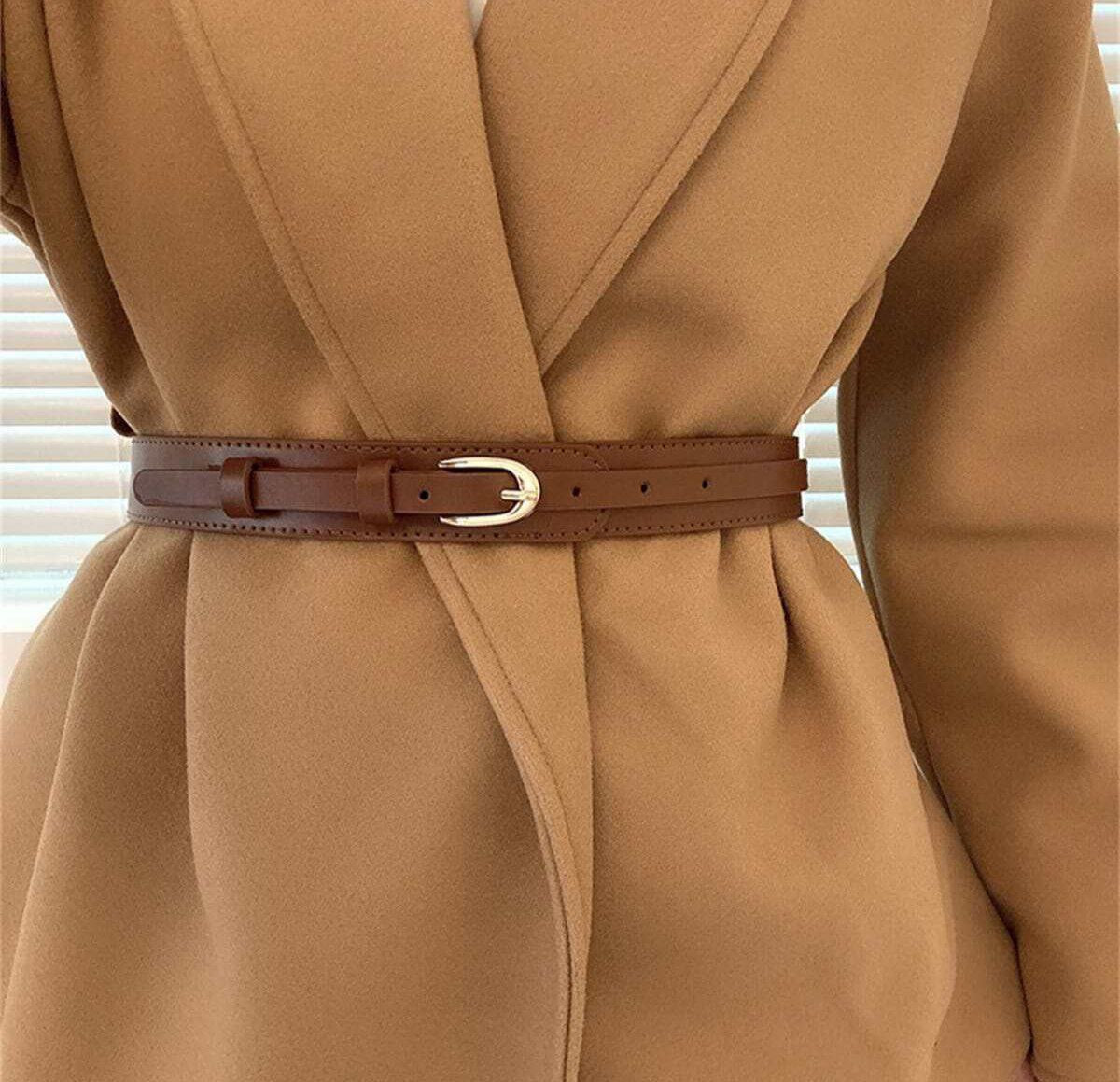 Women’s Slim Waist Belt – Elegant Decorative Design (Black & Brown)