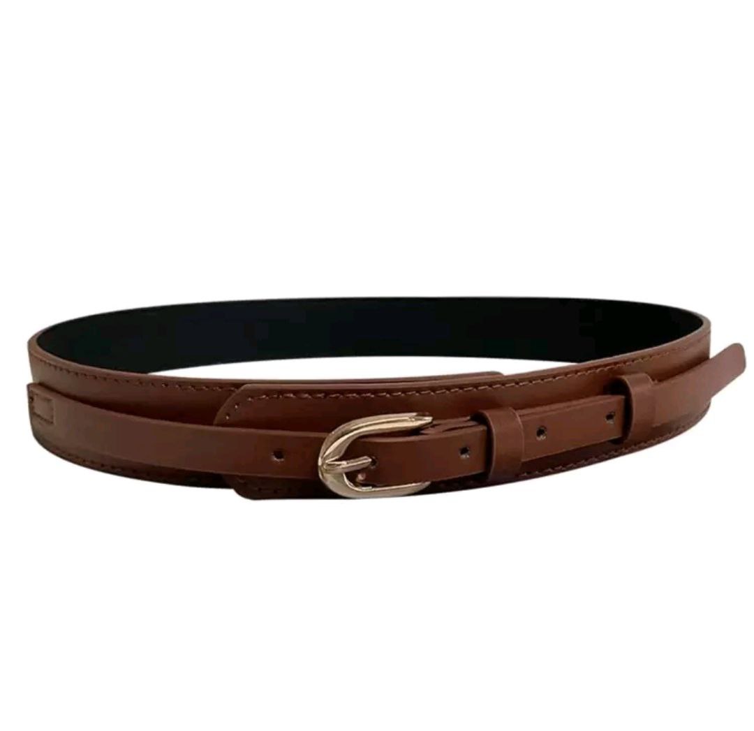 Women’s Slim Waist Belt – Elegant Decorative Design (Black & Brown)