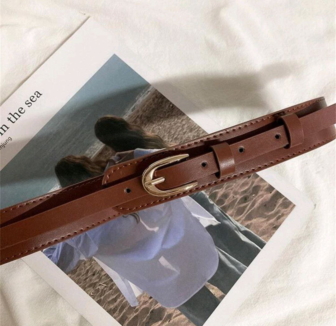 Women’s Slim Waist Belt – Elegant Decorative Design (Black & Brown)