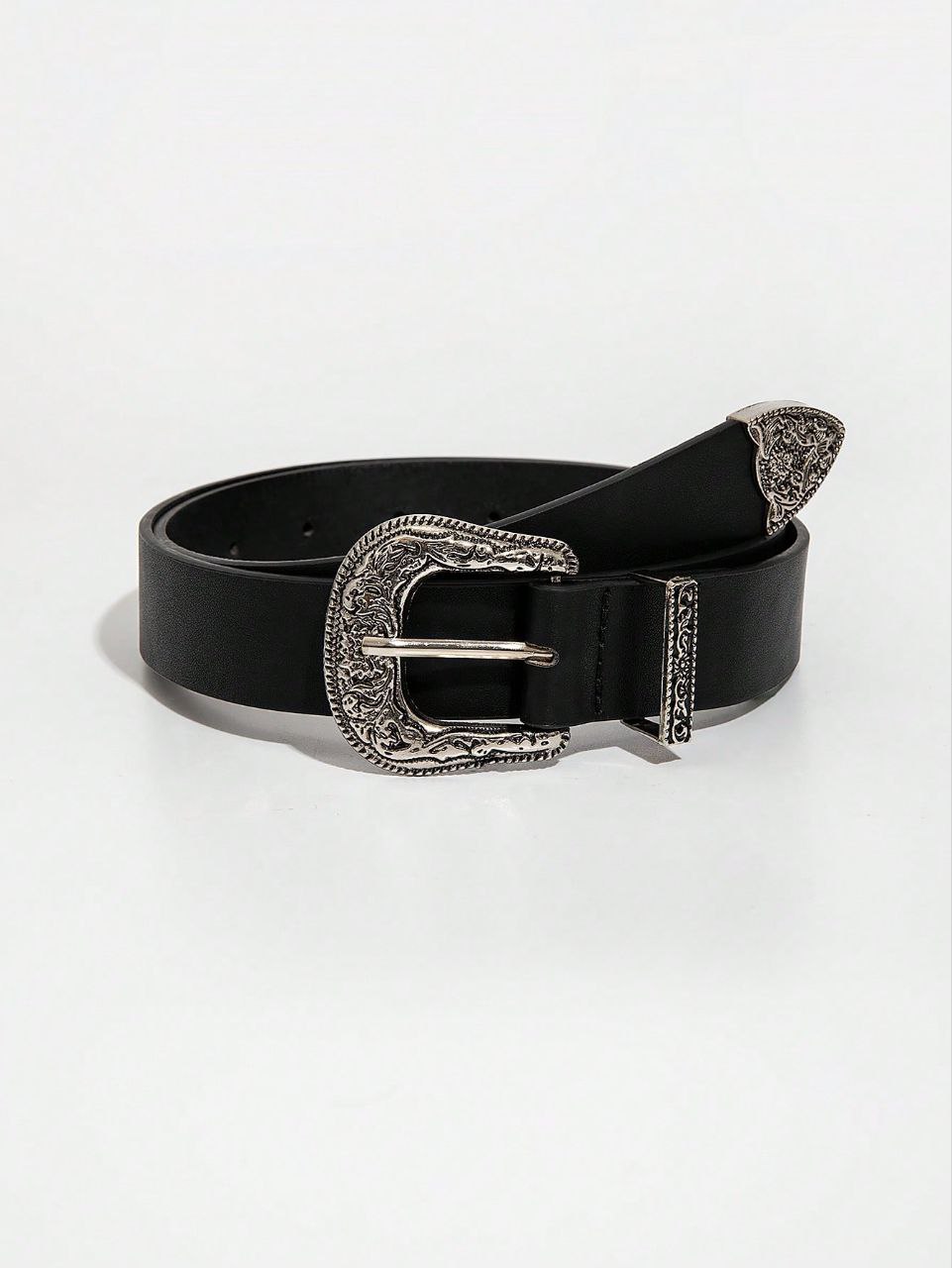 Women’s Boho Retro Belt – Western Buckle (Brown & Black)