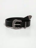 Women’s Boho Retro Belt – Western Buckle (Brown & Black)