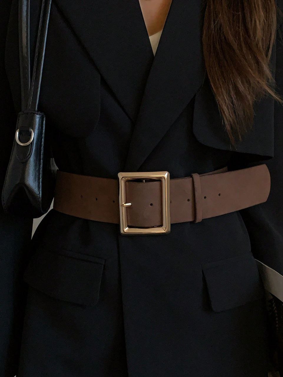 Women’s Coffee Velvet Waist Belt – Cinched Midi Dress Style