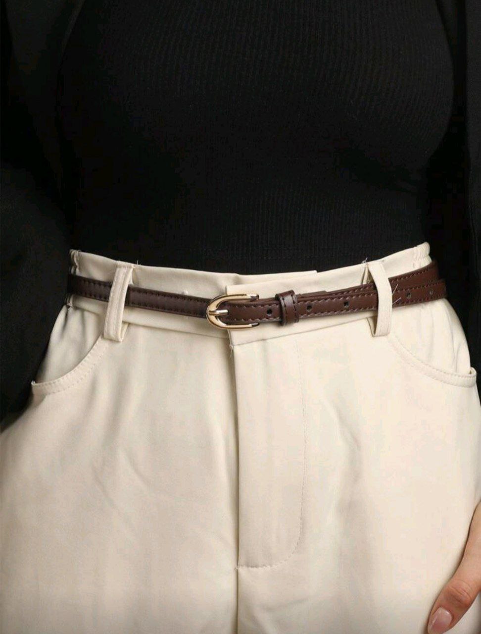 Women’s 2-in-1 Chic Belt – Metal Buckle (Brown & Black)