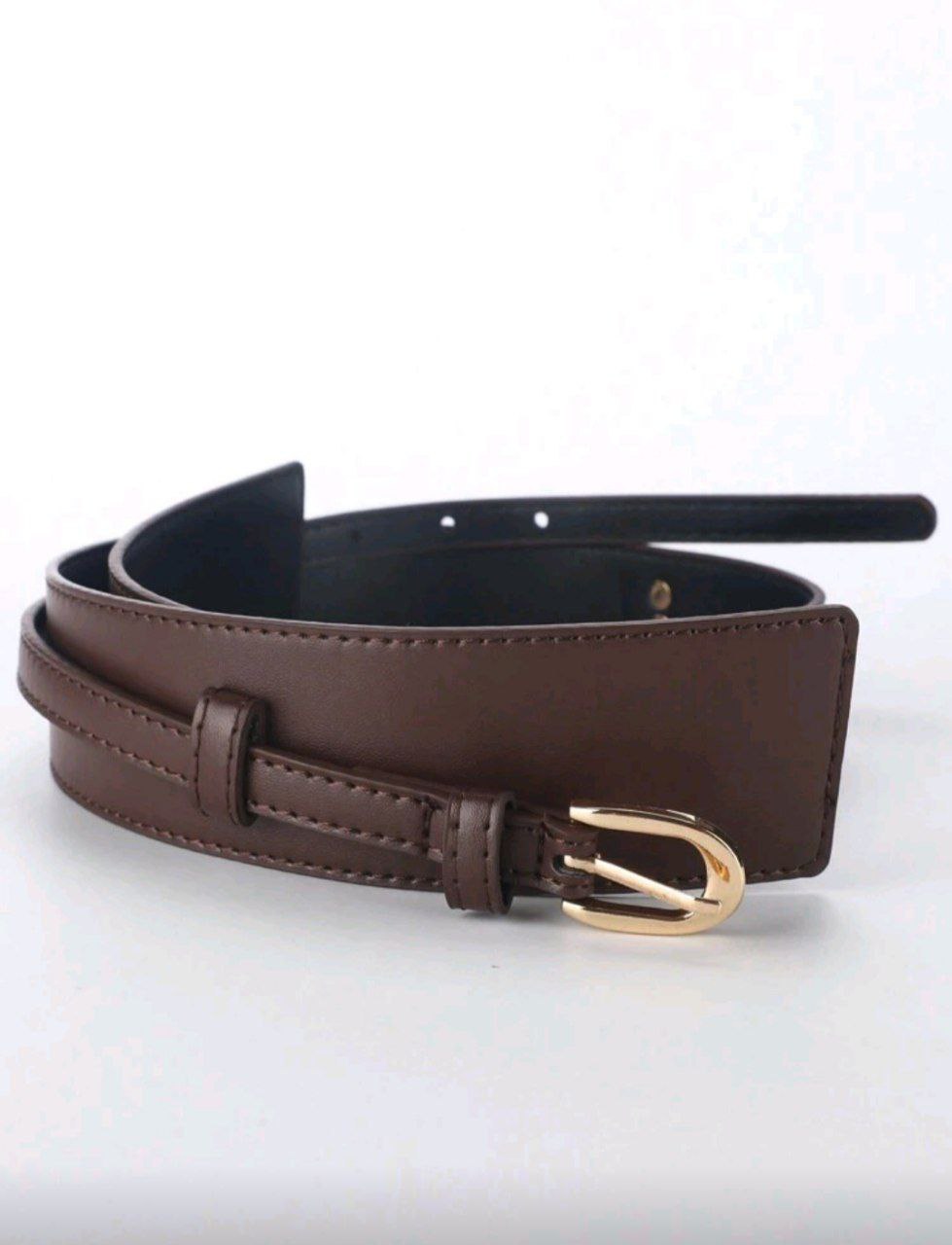 Women’s 2-in-1 Chic Belt – Metal Buckle (Brown & Black)