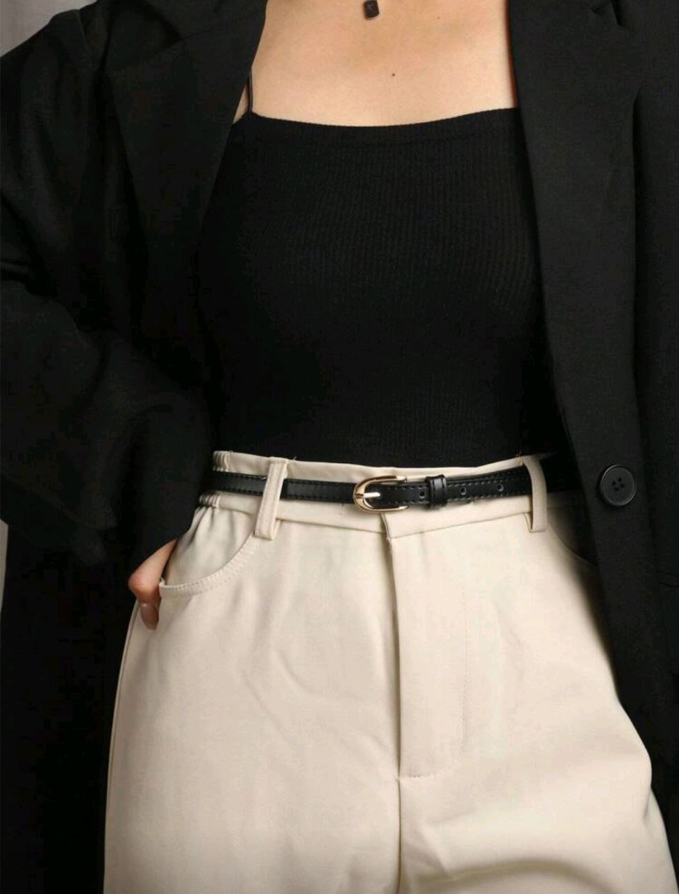 Women’s 2-in-1 Chic Belt – Metal Buckle (Brown & Black)