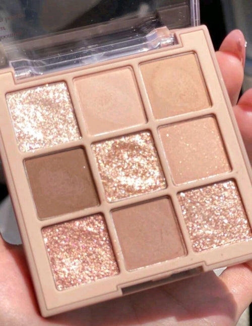 9-Color Eyeshadow Palette – Brown Tones, Semi-Matte & Shimmer, Long-Wear