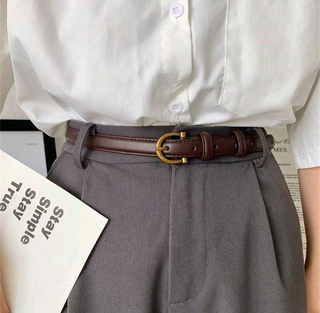 Women’s Simple INS Style Thin Belt – Retro Fashion Jeans & Dress Belt brown belt
