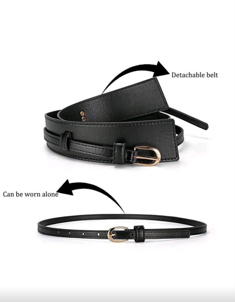 Women’s 2-in-1 Chic Belt – Metal Buckle (Brown & Black)