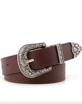 Women’s Boho Retro Belt – Western Buckle (Brown & Black)
