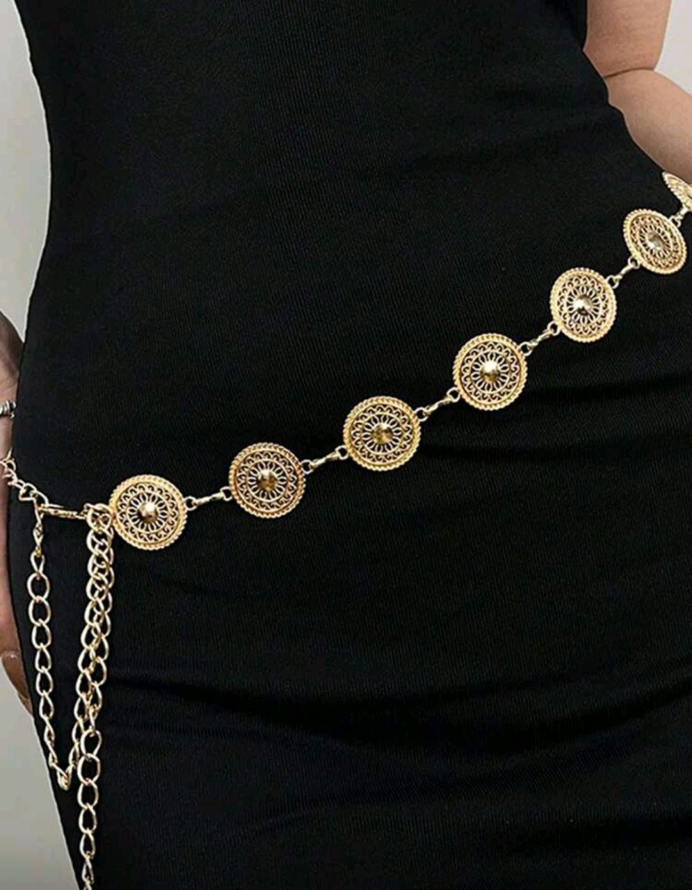 Women’s Bohemian Gold/Silver Waist Chain – Hollow Round Disc (High-End & Versatile