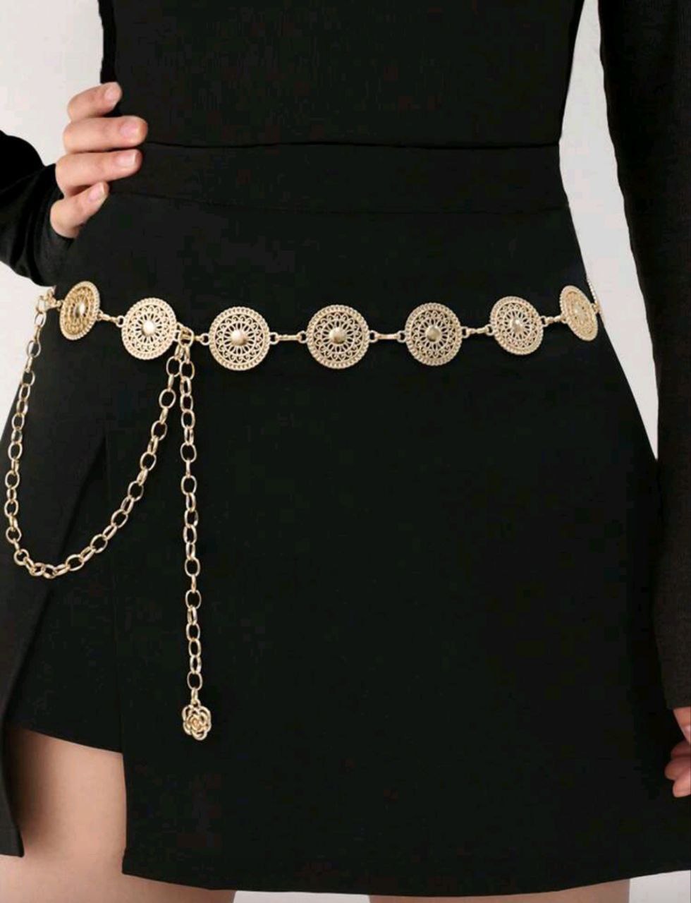 Women’s Bohemian Gold/Silver Waist Chain – Hollow Round Disc (High-End & Versatile