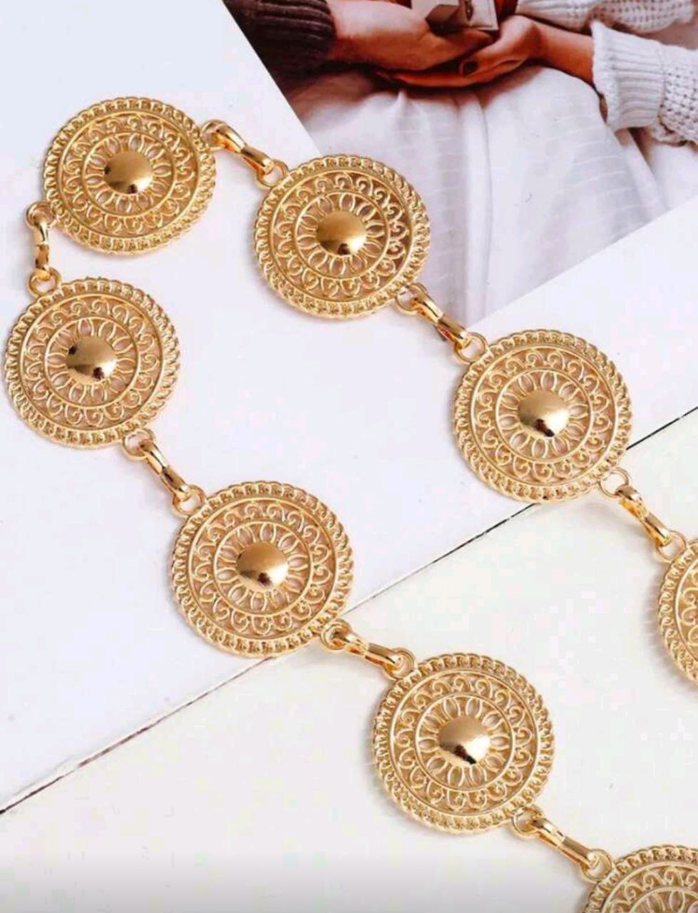 Women’s Bohemian Gold/Silver Waist Chain – Hollow Round Disc (High-End & Versatile