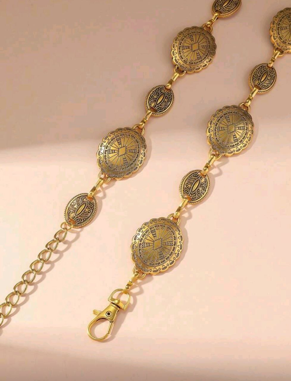 Women’s Vintage Bohemian Waist Chain – Gold Metal Floral (Distressed & Versatile)