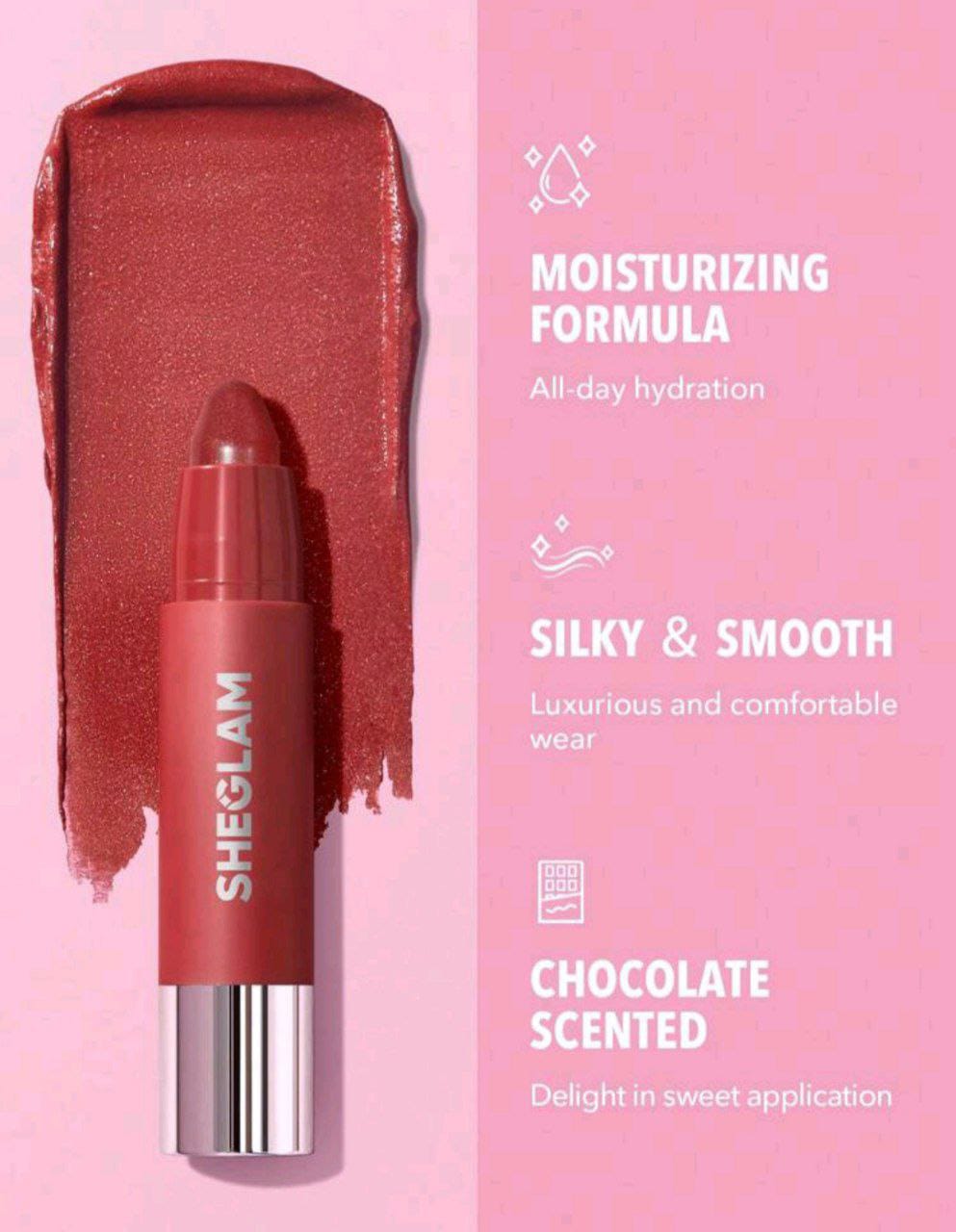 SHEGLAM Just Kissed Lipstick Crayon – Red Velvet Shimmer Matte Lip Glow