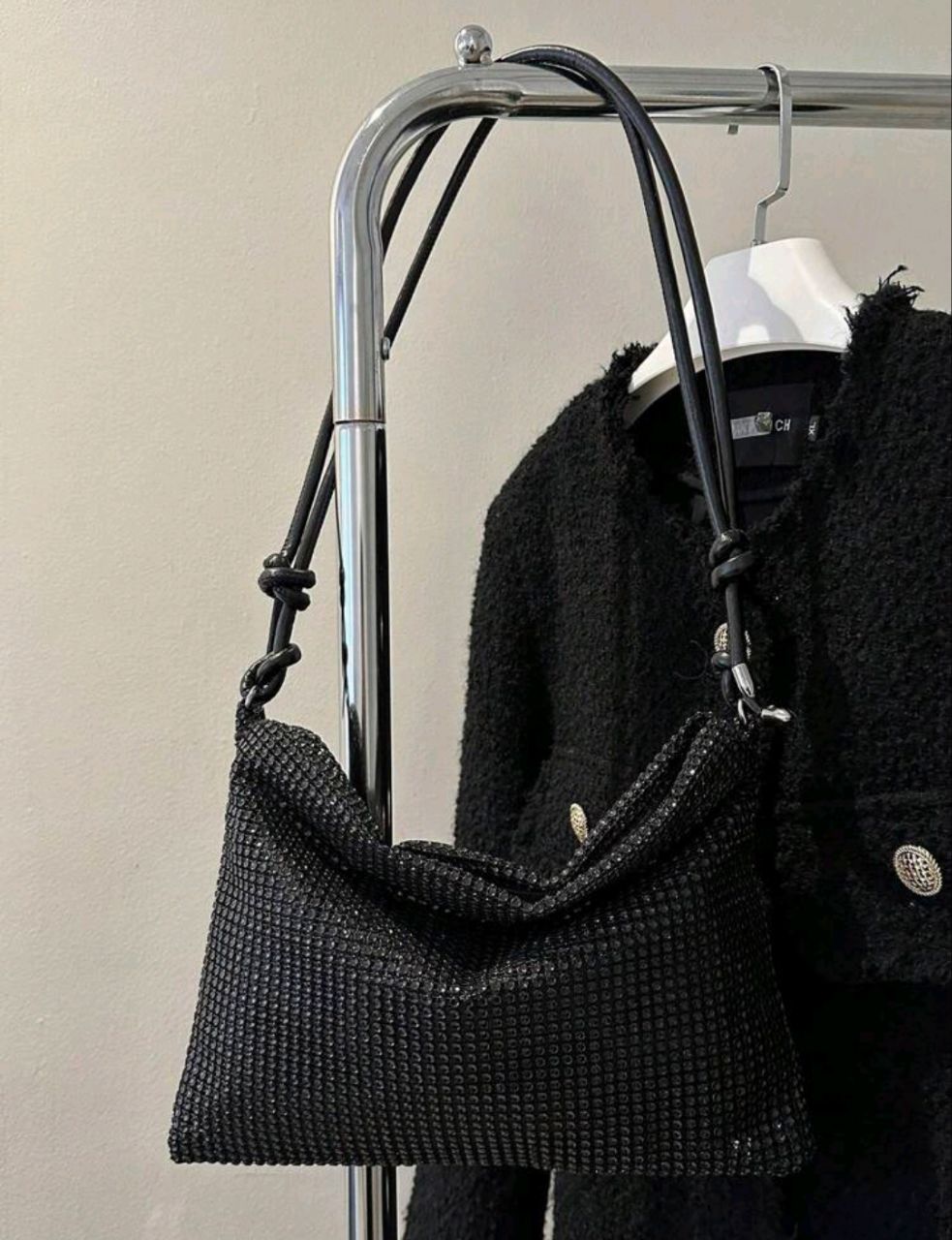Black Rhinestone Decor Large Capacity Tote Bag for Women