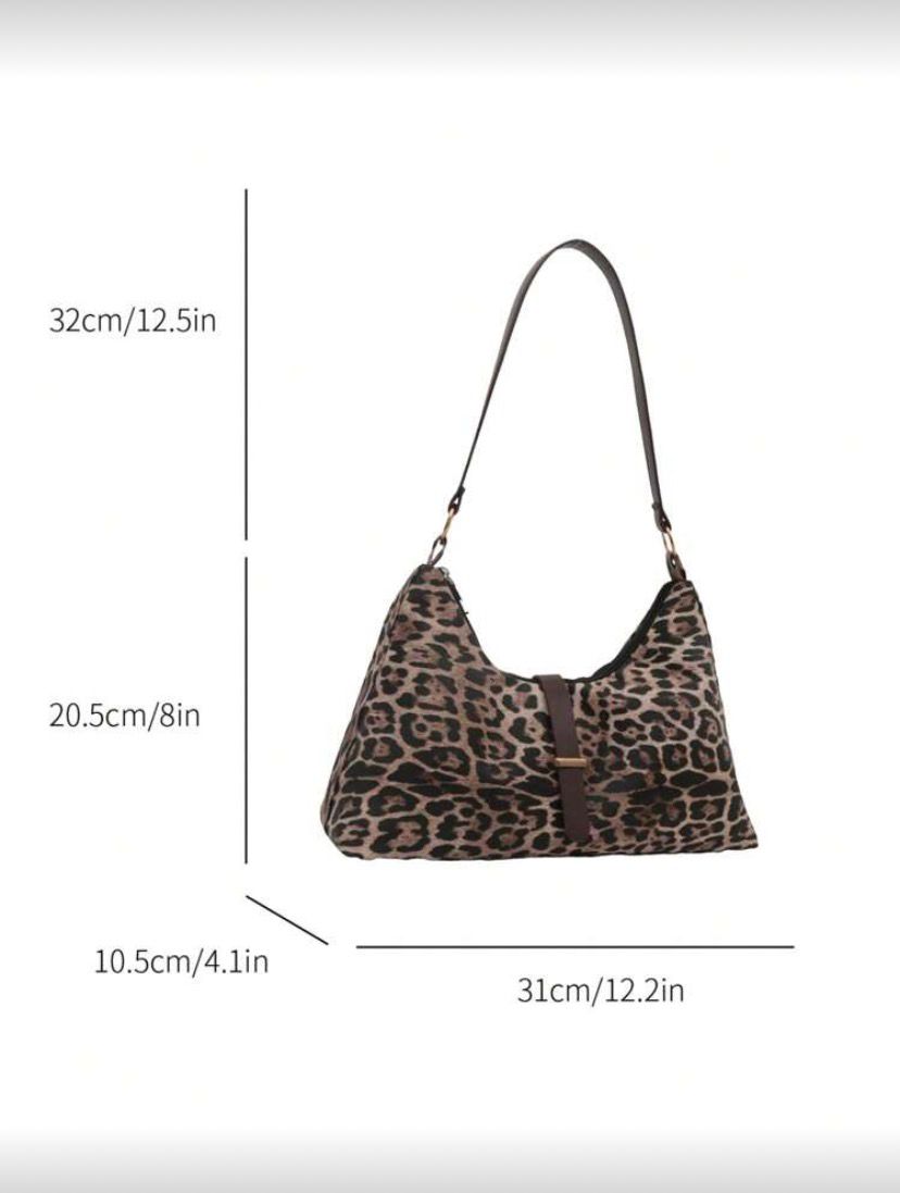 Leopard Print Shoulder Bag – Handheld & Underarm Chic PU Purse