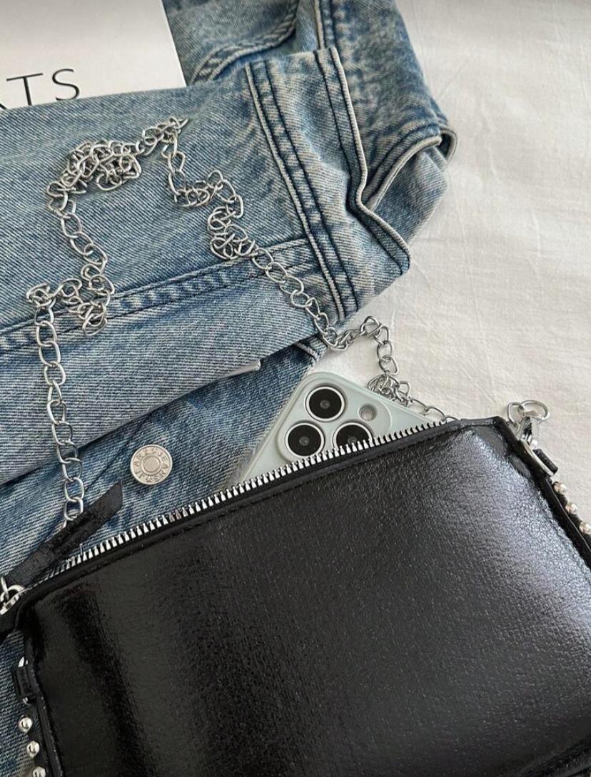 Rectangular PU Leather Phone Crossbody Bag with Chain Strap for Women