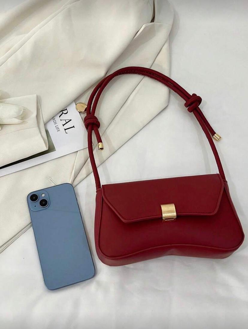 Vintage Lightweight Business Casual Flap Bag – White & Burgundy