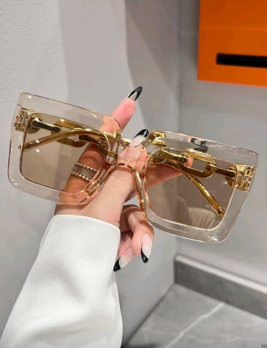 Y2K Large Frame Transparent Summer Sunglasses – European & American Style