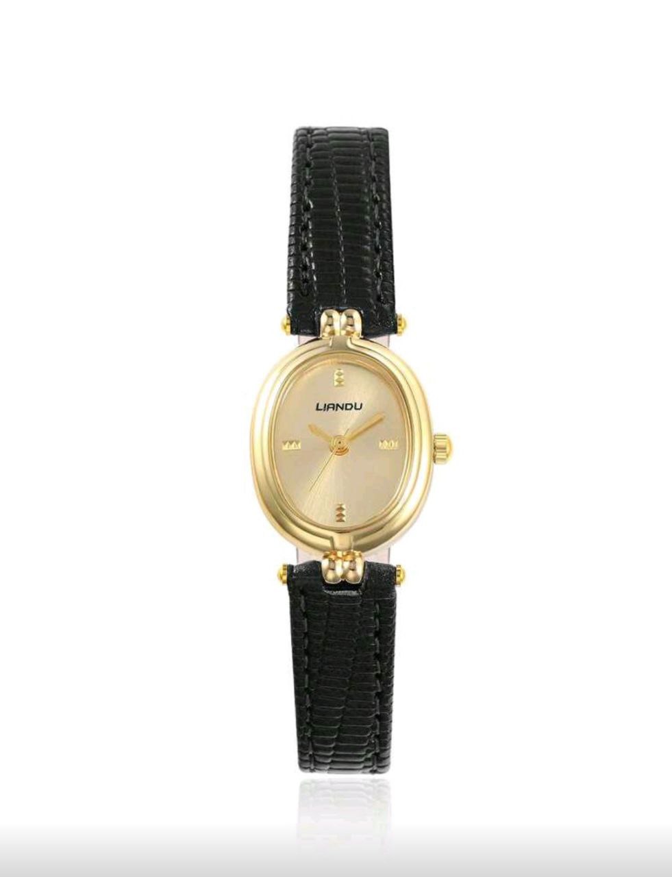 Vintage Oval Small Dial Women’s Quartz Watch with Rhinestone Detailstch