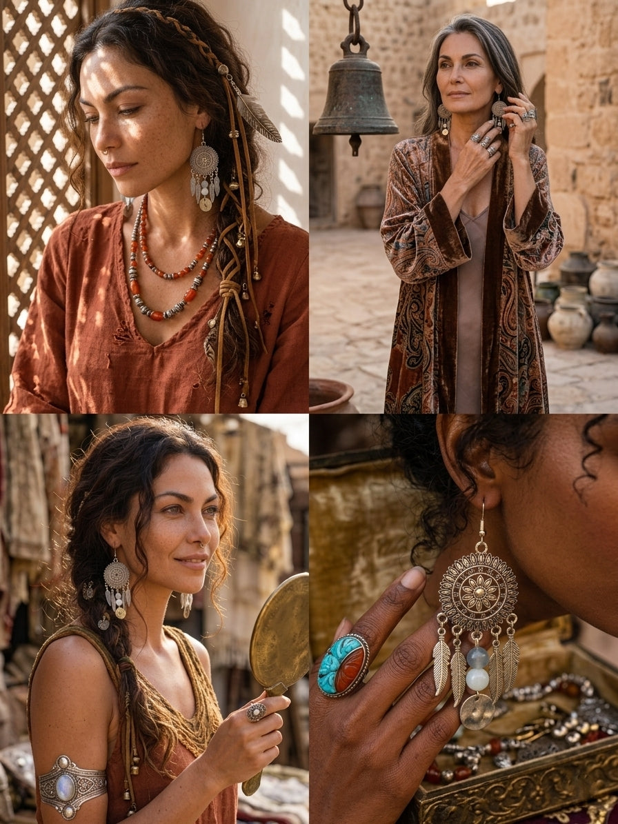 Boho Feather Drops Earrings