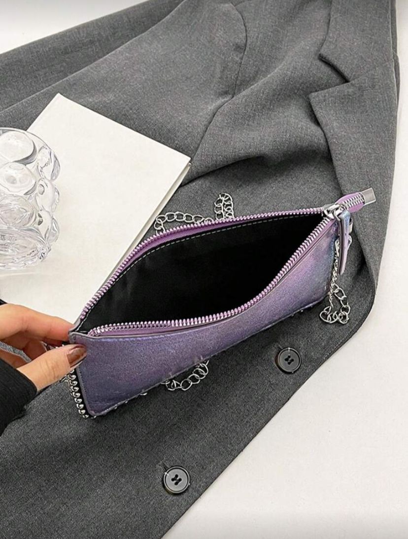 Rectangular PU Leather Phone Crossbody Bag with Chain Strap for Women