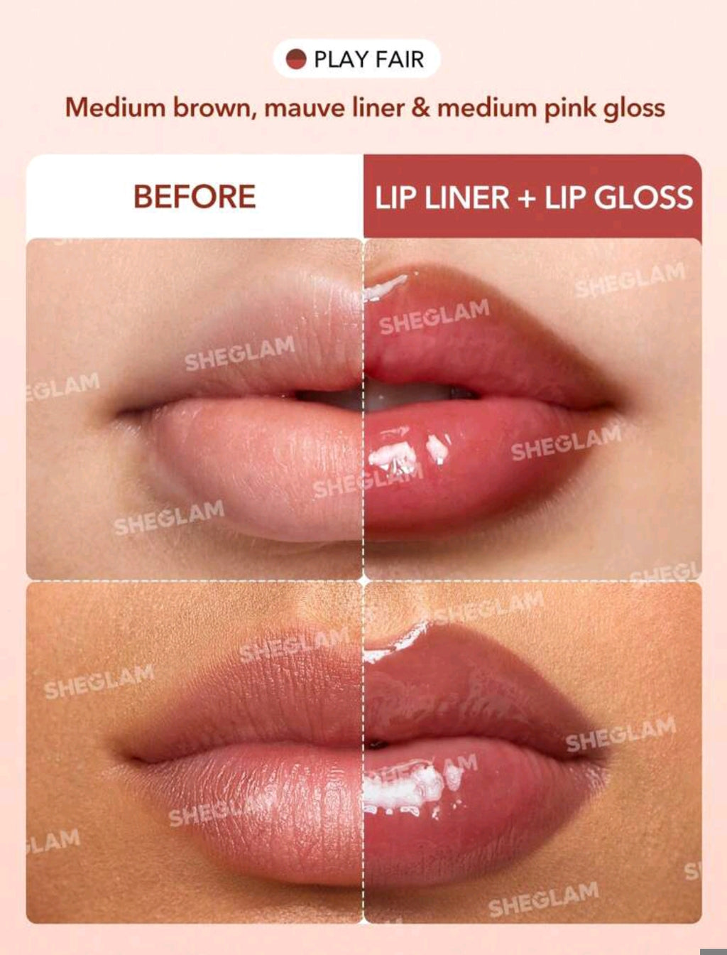 SHEGLAM Lip Rules Liner & Gloss Pen – Play Fair 2-In-1 Lip Combo