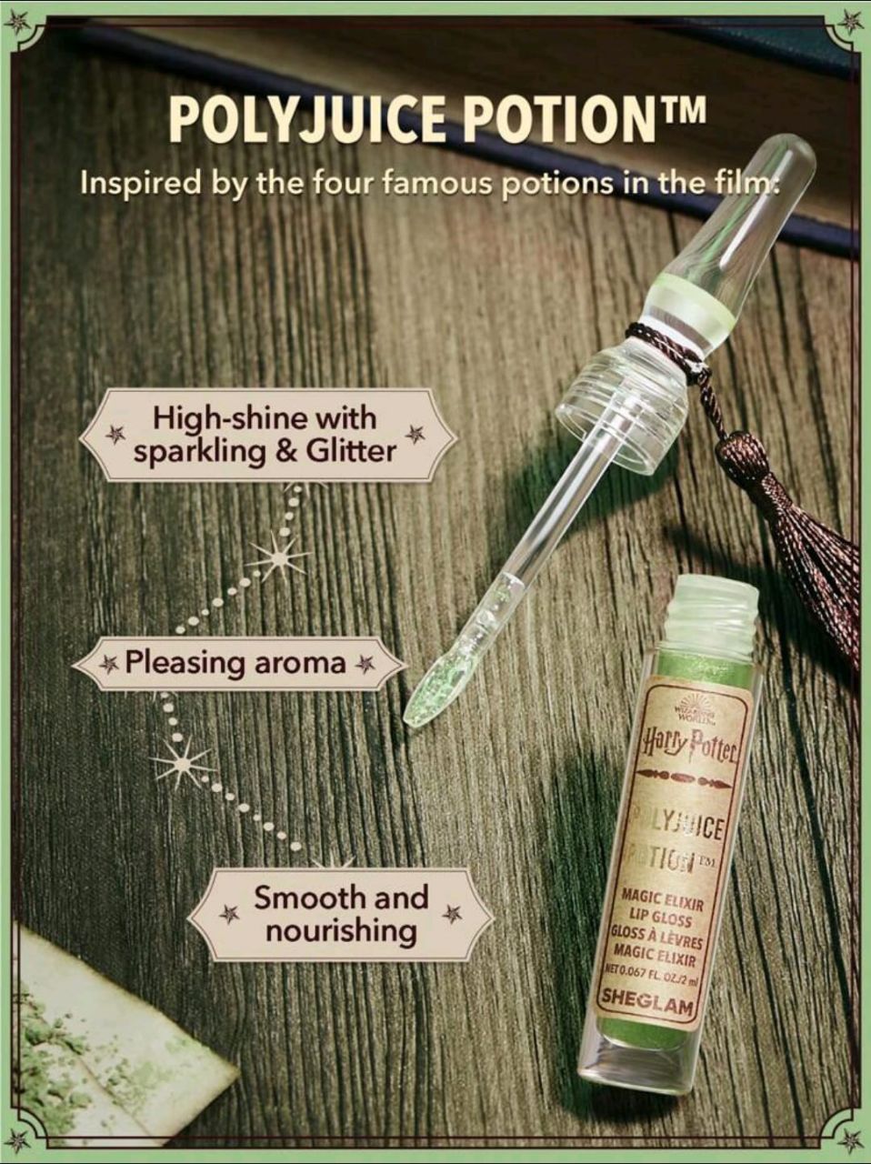 Harry Potter x SHEGLAM Magic Elixir Lip Gloss – Polyjuice Potion High-Shine Moisturizing Glitter Lip Gloss