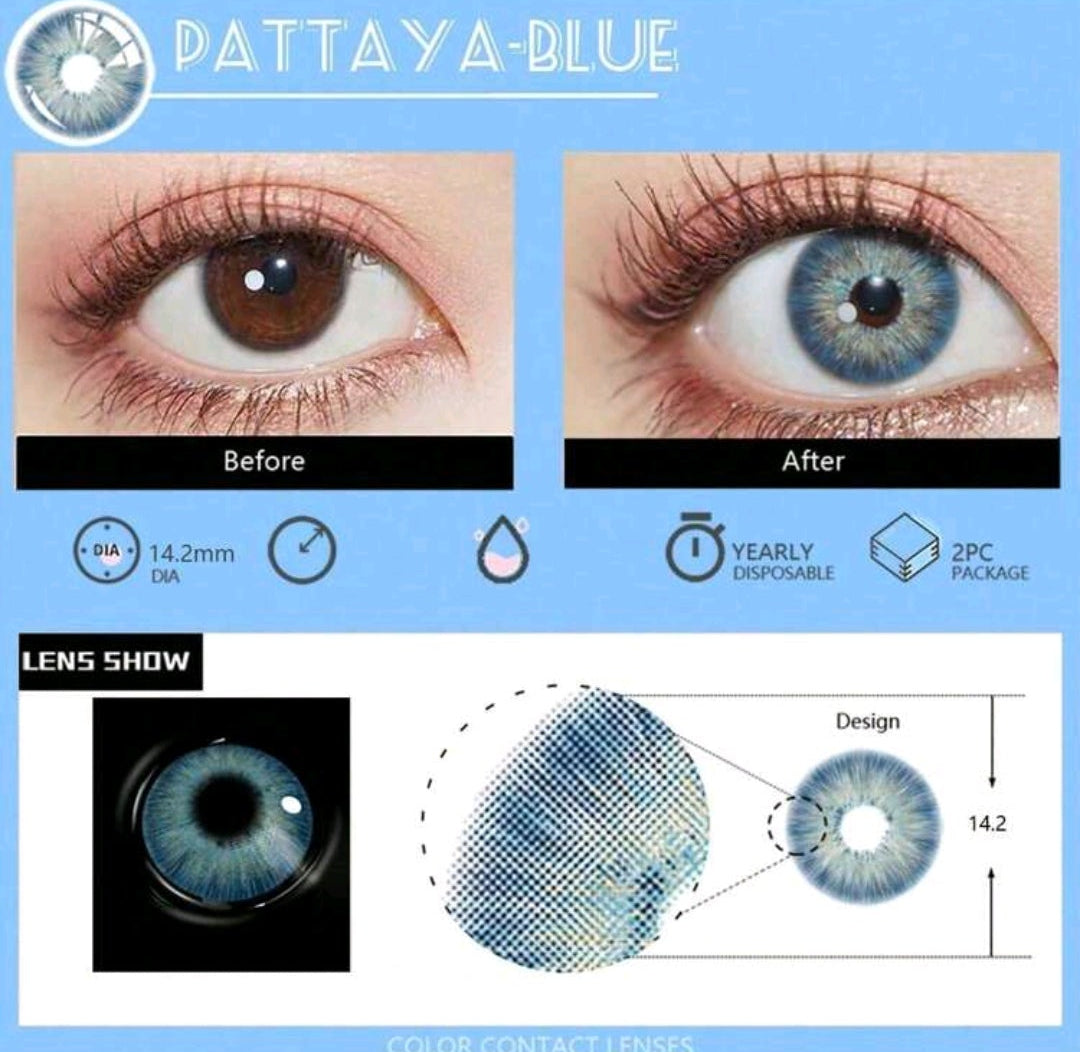 EYESHARE Blue Colored Contact Lenses – 14.2mm, Yearly Use