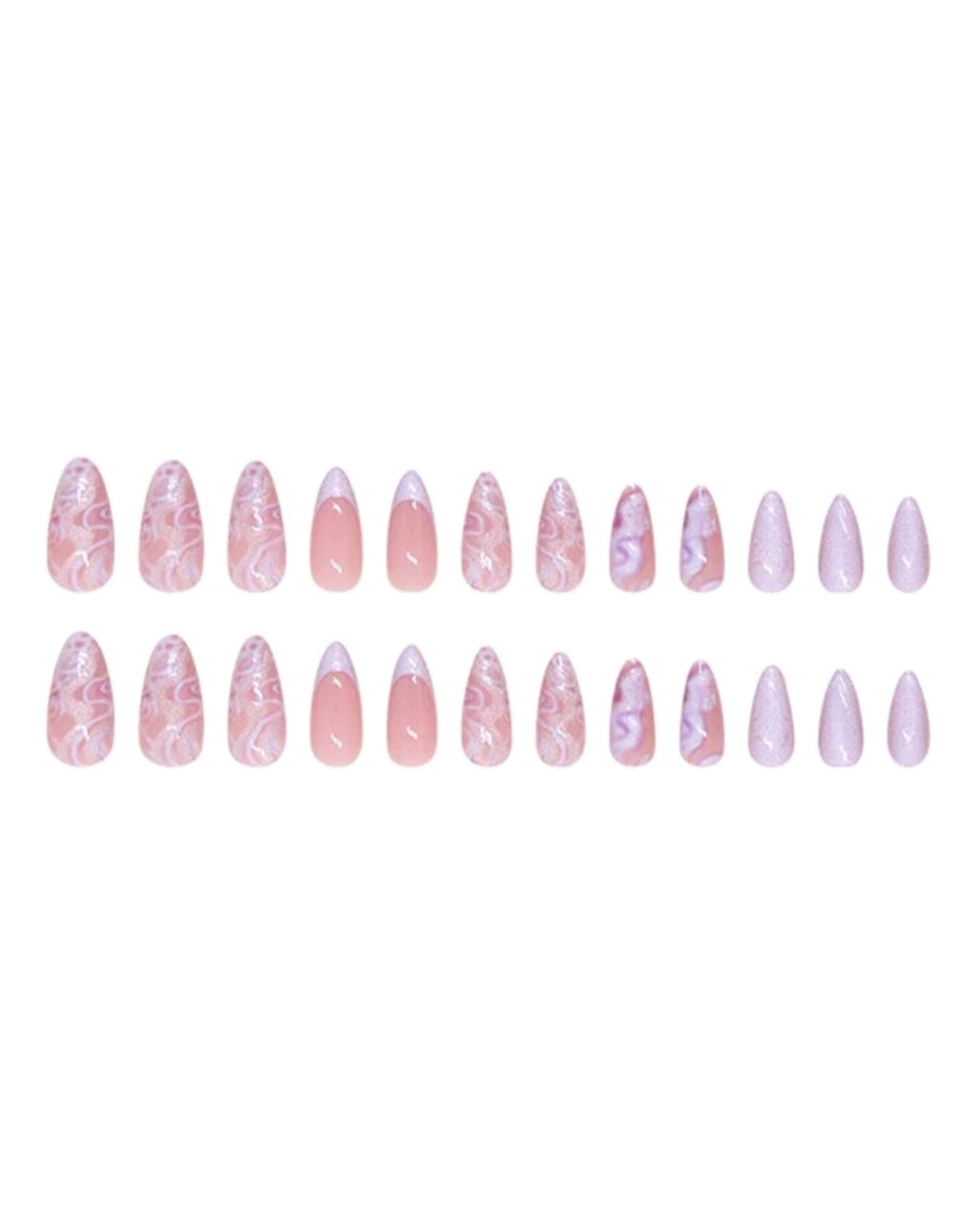 24pcs Almond/Purple Nails - Sexy & Sweet Style