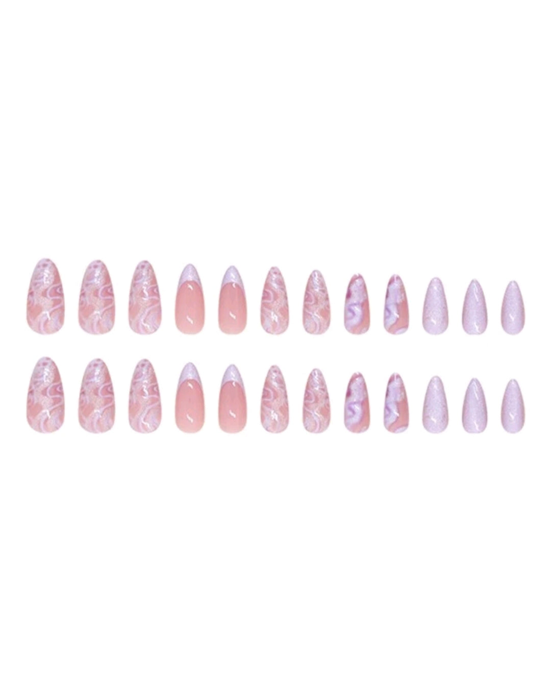 24pcs Almond/Purple Nails - Sexy & Sweet Style