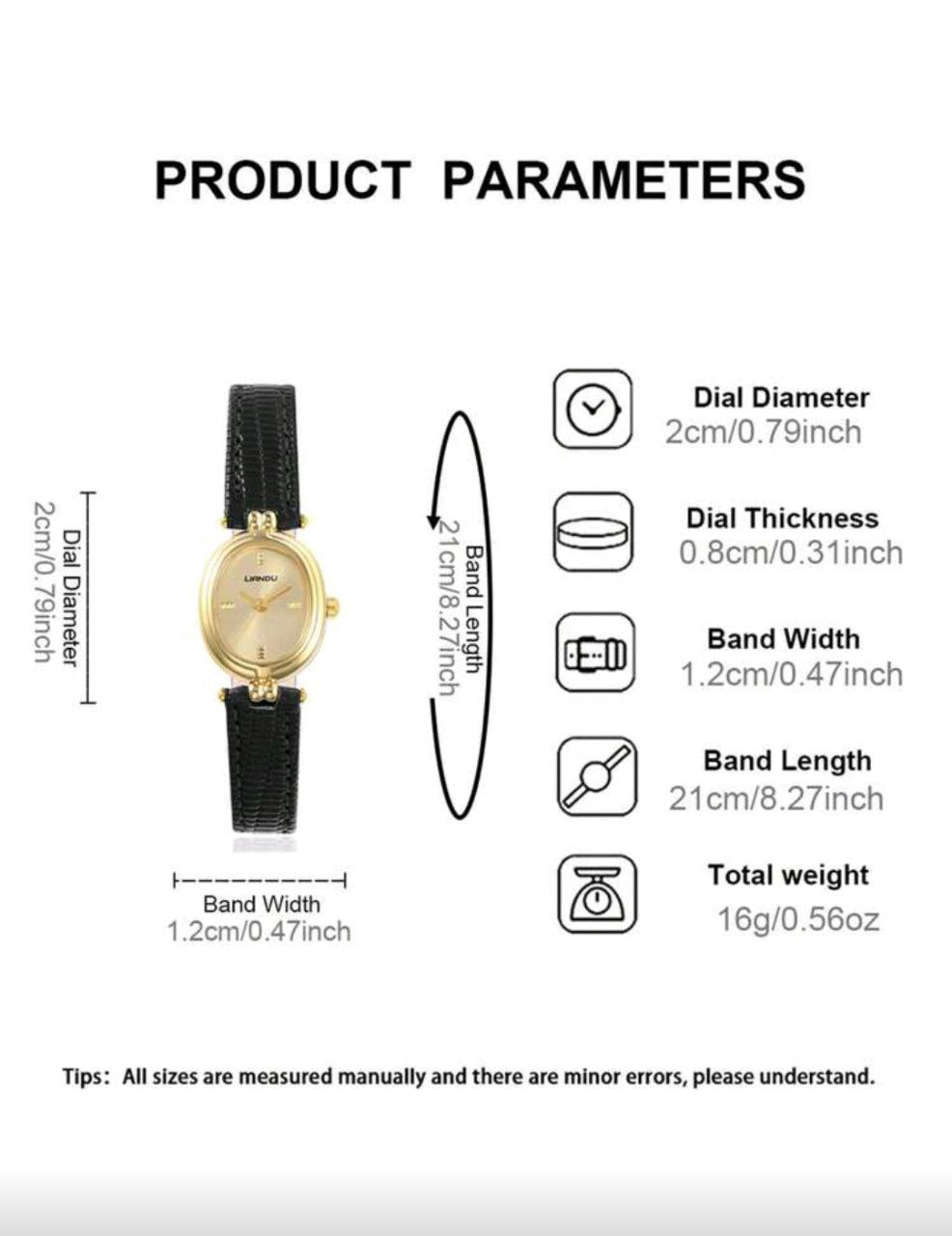 Vintage Oval Small Dial Women’s Quartz Watch with Rhinestone Detailstch