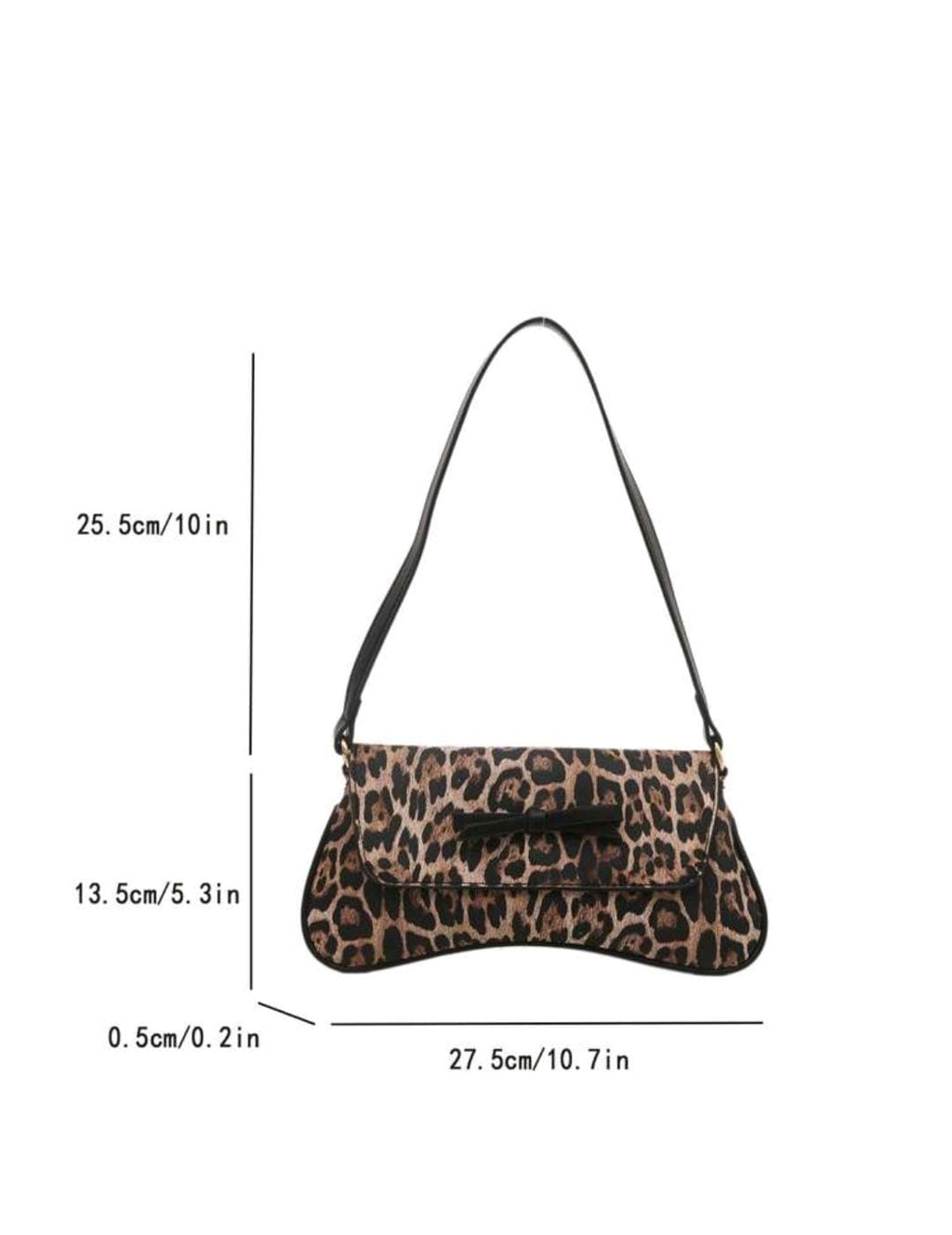 Tiger Print PU Leather Bag with Black Bow – Chic Handbag