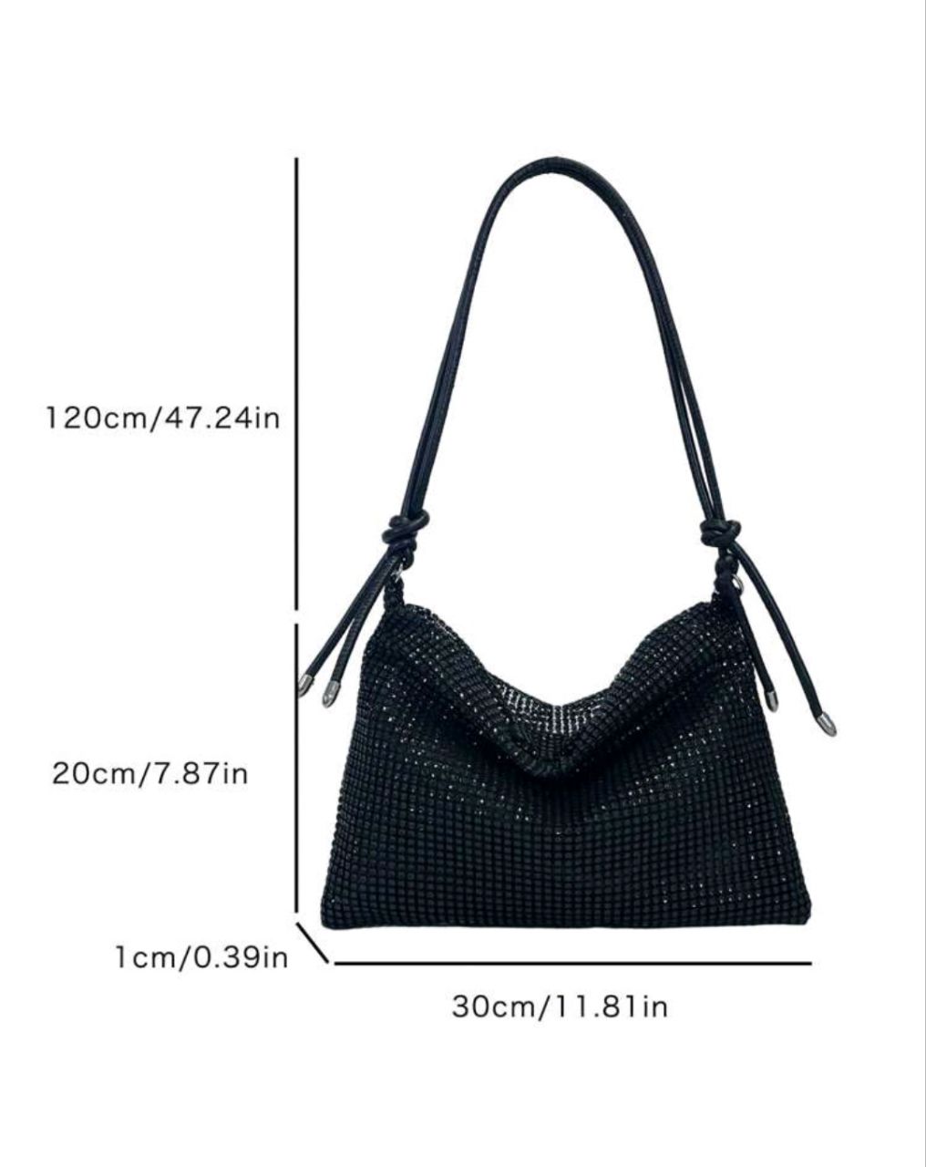 Black Rhinestone Decor Large Capacity Tote Bag for Women