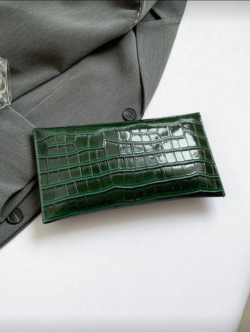 Fashionable Luminous Green Sequin Envelope Clutch Bag