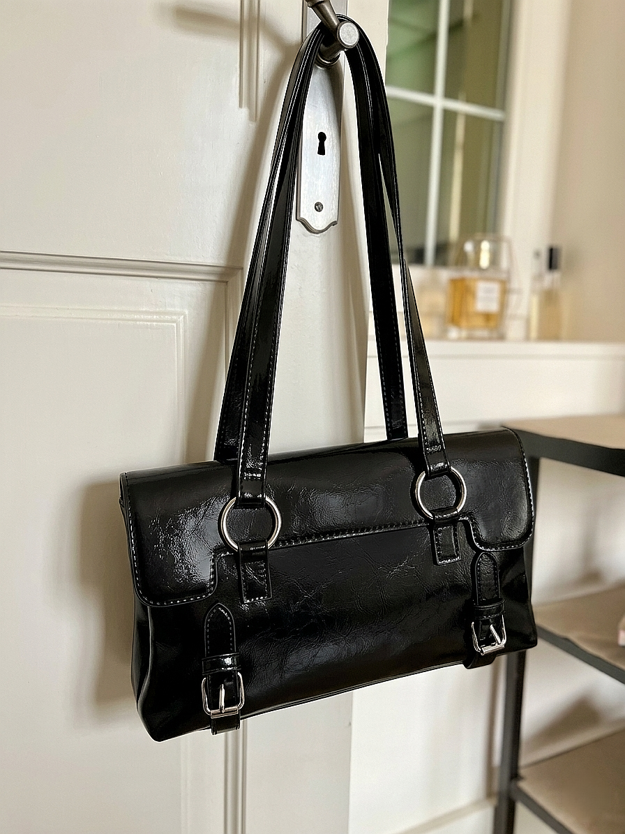 Premium Black PU Leather Shoulder Bag for Women