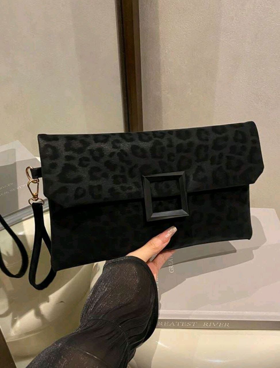 New Luxury Niche Black Leopard Print Clutch Bag