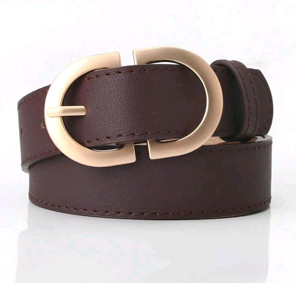 Women’s Double D Buckle PU Leather Belt – Versatile Fashion Accessory