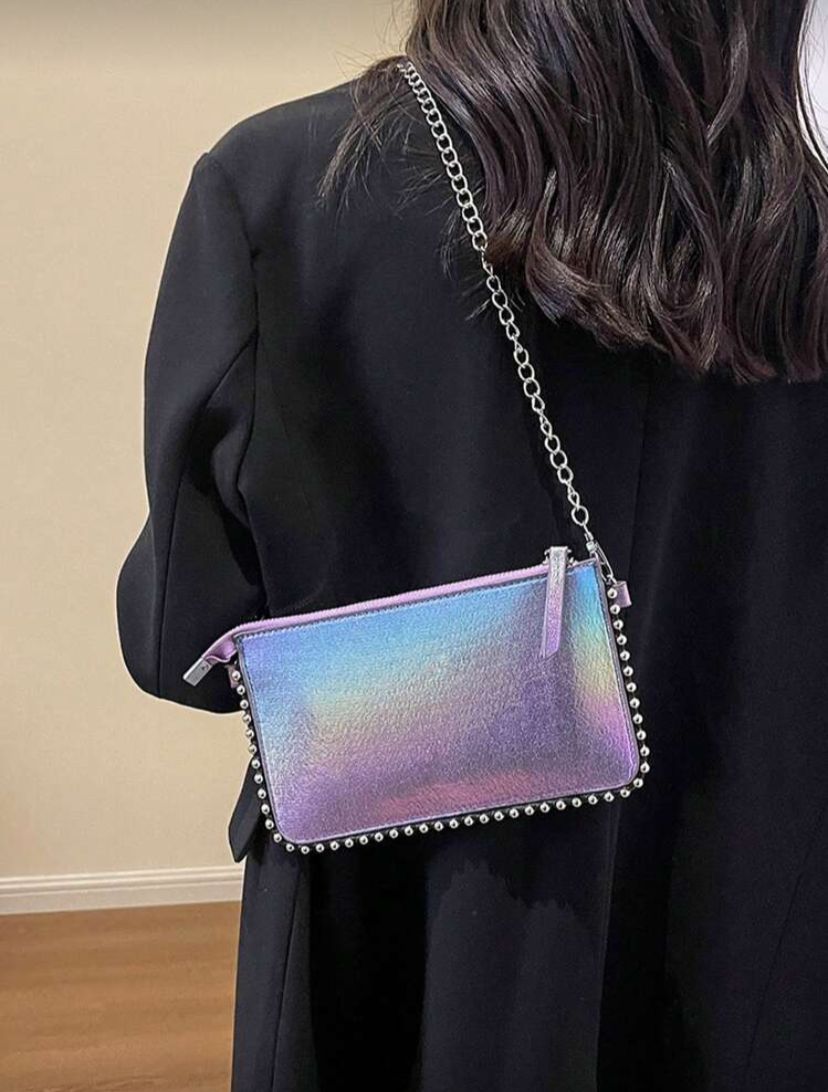 Rectangular PU Leather Phone Crossbody Bag with Chain Strap for Women