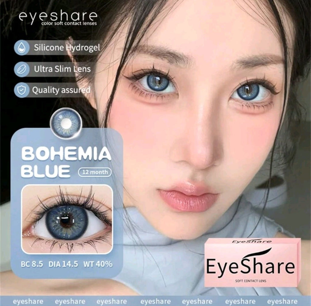 EYESHARE Blue Colored Contact Lenses – 14.5mm Yearly Use