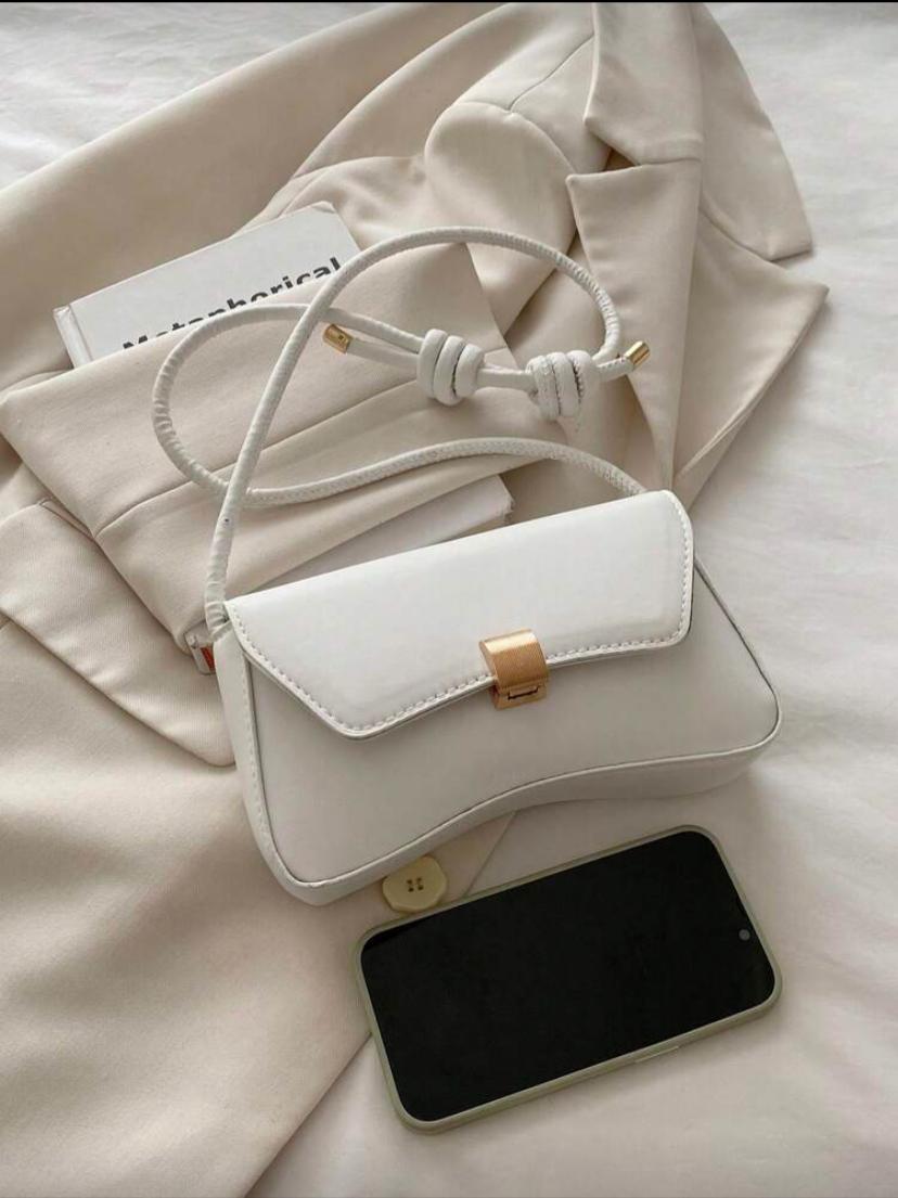 Vintage Lightweight Business Casual Flap Bag – White & Burgundy