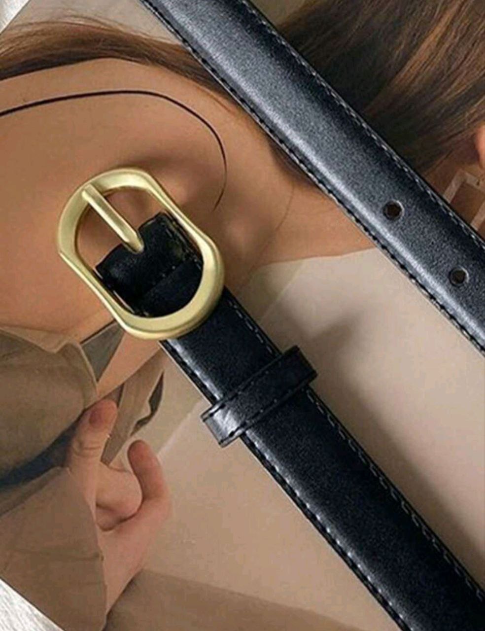 Women’s Minimalist PU Leather Waist Belt – Gold Buckle