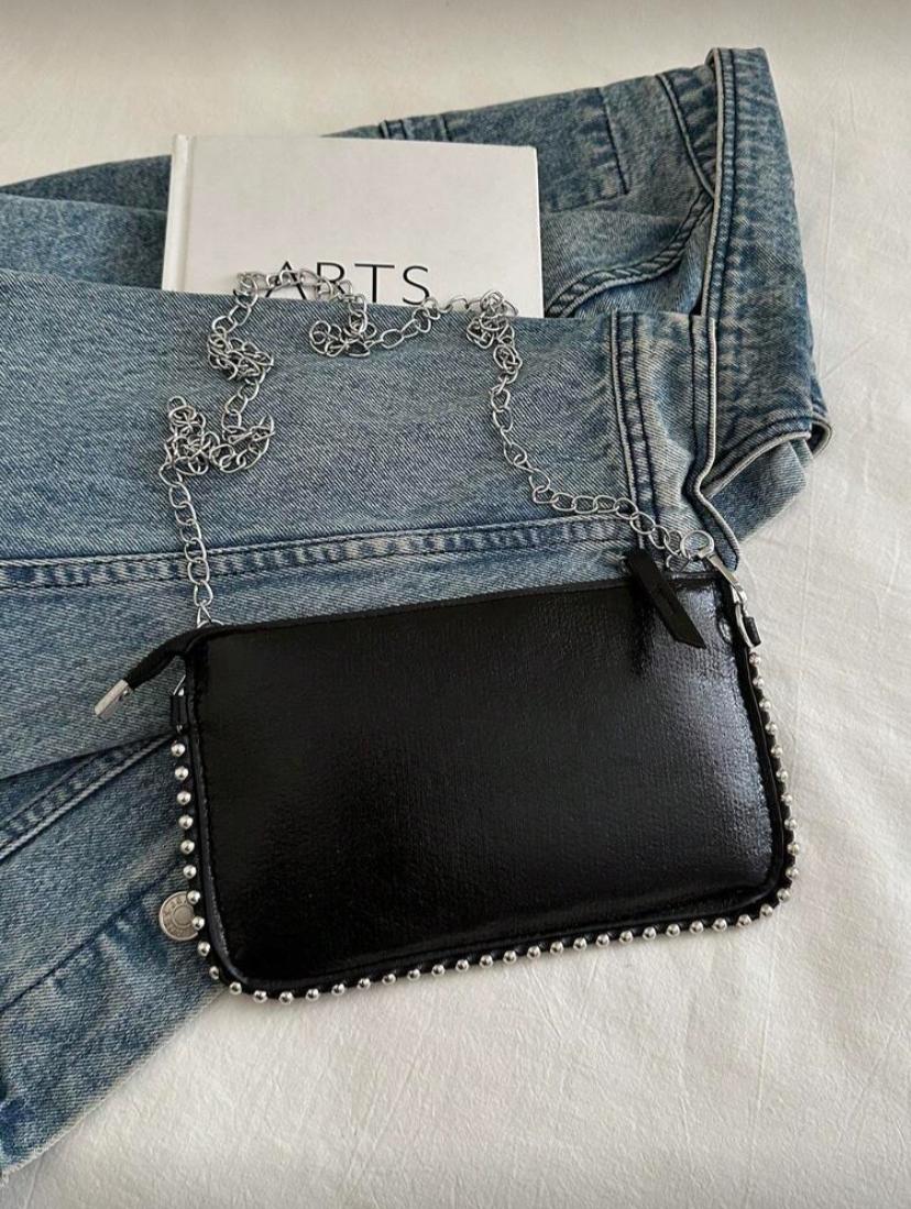 Rectangular PU Leather Phone Crossbody Bag with Chain Strap for Women